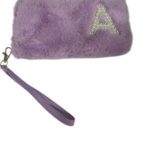 Claire's Purple Wristlet Wallet Rhinestone and Faux Pearls "A" Women's Accessory